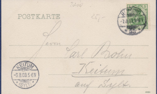 Postkarte Rückseite 07.08.1903