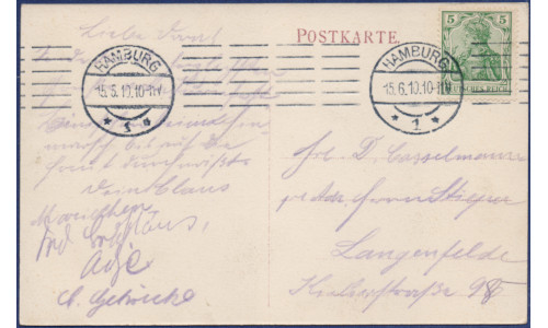 Postkarte Rückseite 15.06.1910